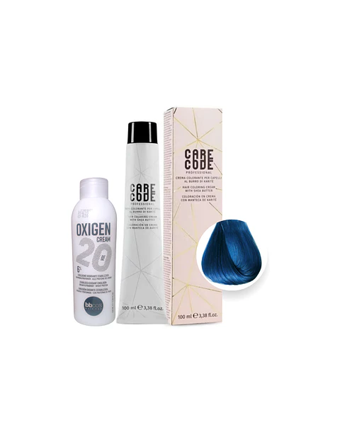 Hair Coloring Cream 100 ML BLUE, Con Oxigen 150 ML 20 Vol Lab37- CARECODE