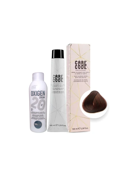 Hair Coloring Cream 100 ML 5,4, Con Oxigen 150 ML 20 Vol Lab37- CARECODE