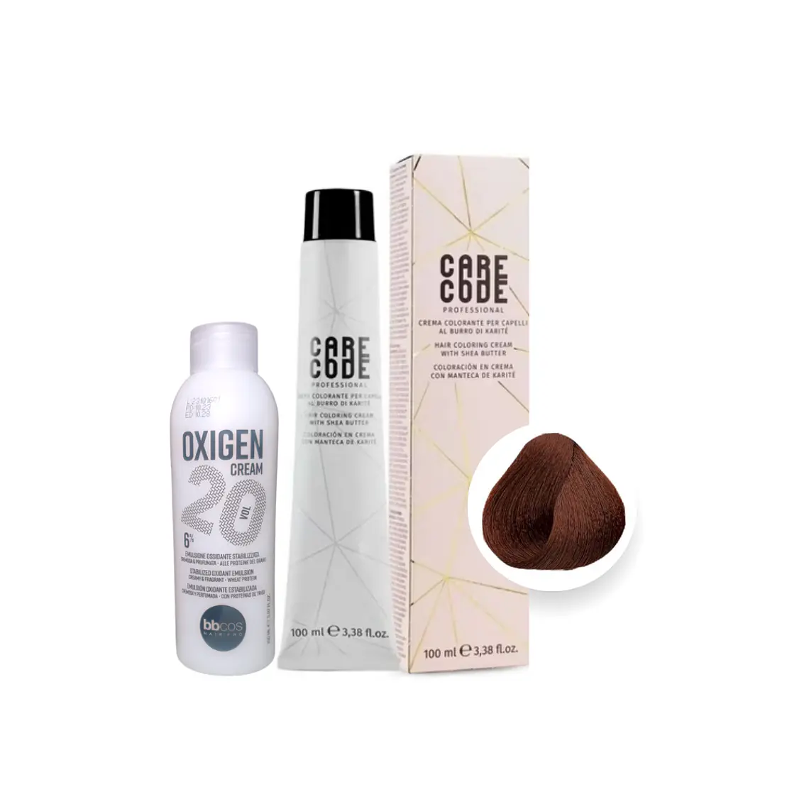 Hair Coloring Cream 100 ML 5,56, Con Oxigen 150 ML20 Vol Lab37- CARECODE 1
