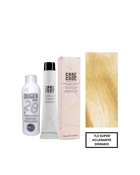 Hair Coloring Cream 100 ML 11,3 Con Oxigen 150 ML 20 Vol Lab37- CARECODE