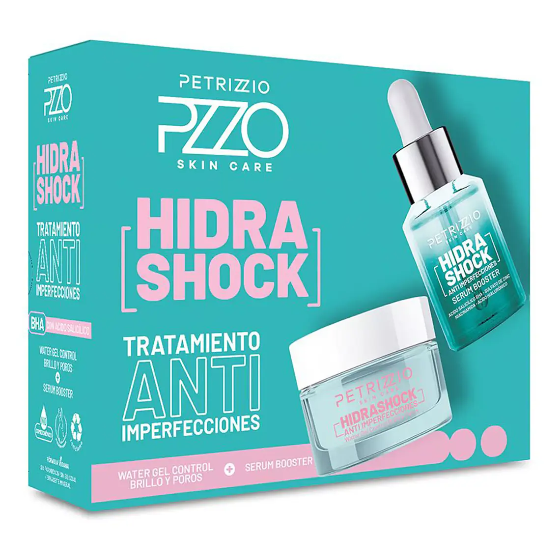 Set Hidra Shock Tratamiento Anti-Imperfecciones, Water Gel Control Brillo Y Poros + Serum Booster 2