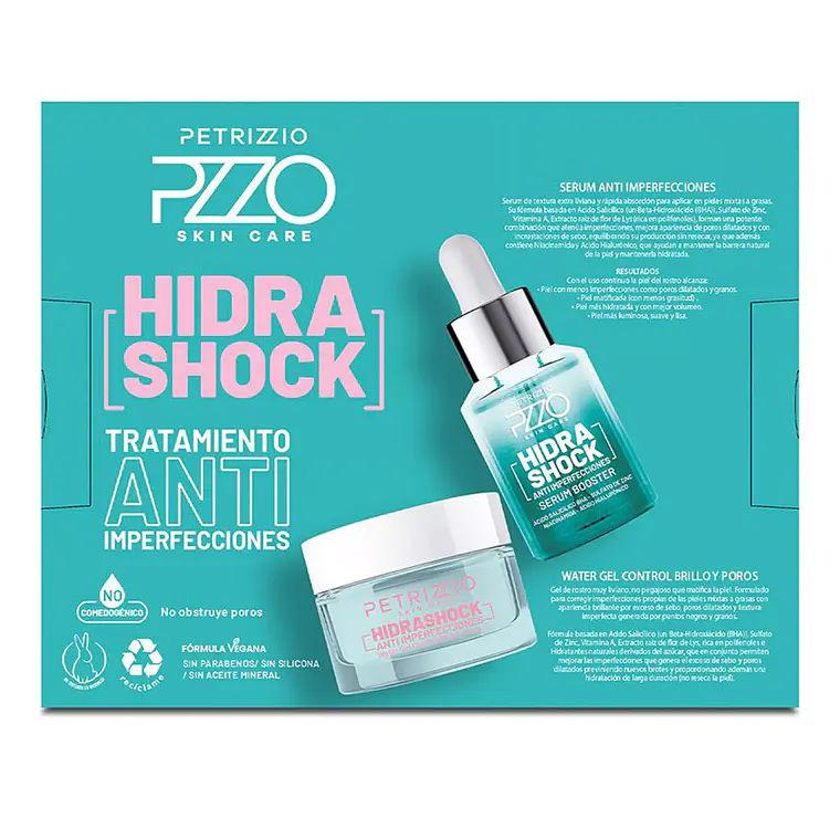 Set Hidra Shock Tratamiento Anti-Imperfecciones, Water Gel Control Brillo Y Poros + Serum Booster 3