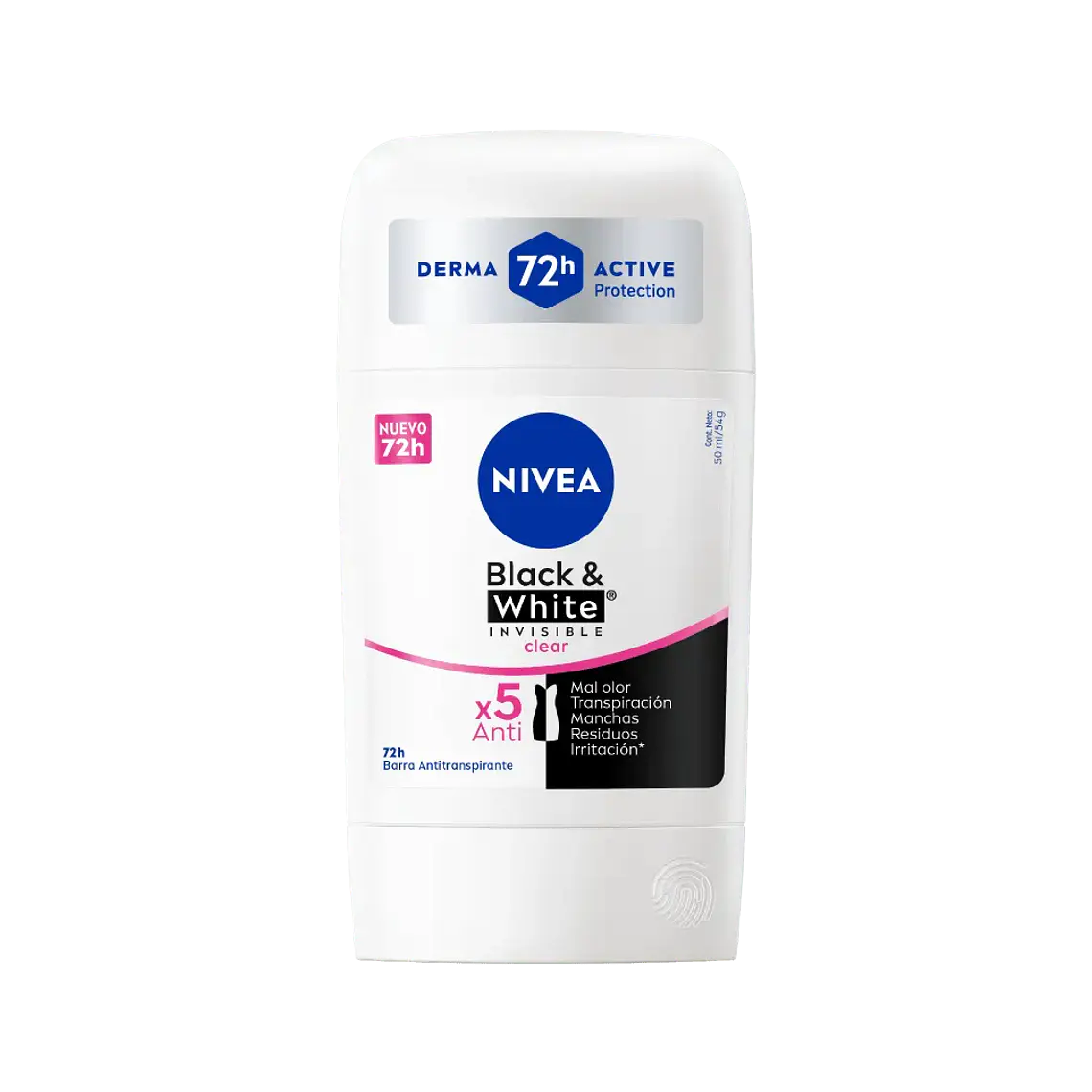 Antitranspirante Black & White Invisible Clear en Barra 54 ML - NIVEA 1