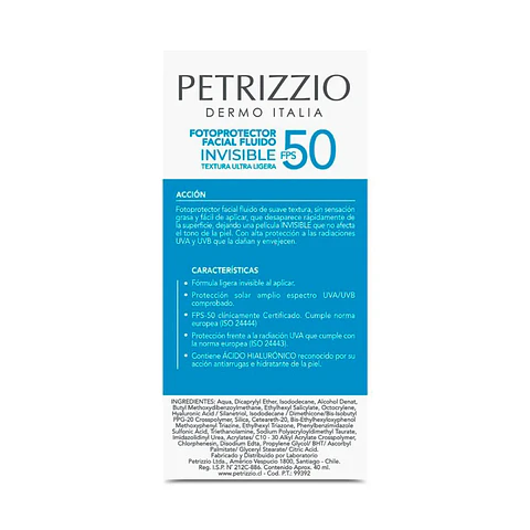 Protector Solar Rostro Invisible Color FPS 50 - PETRIZZIO