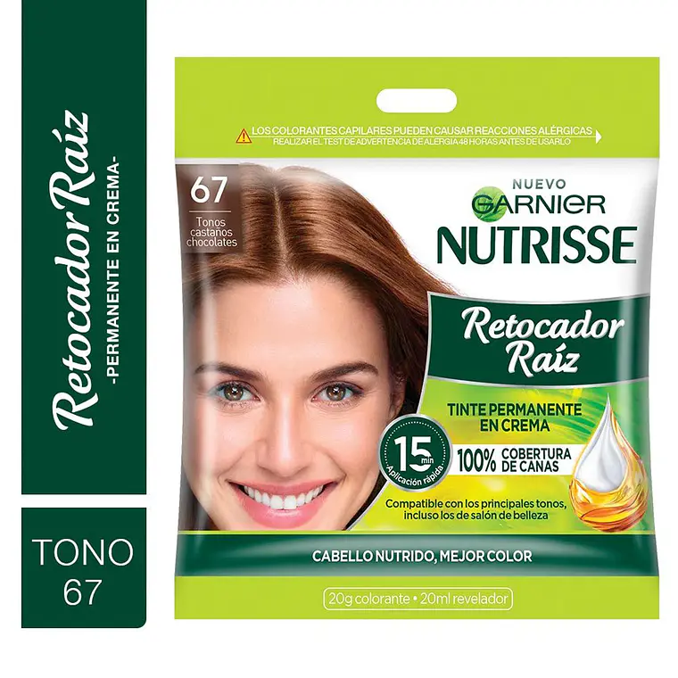 Tintura Permanente en Crema Retocador de Raíz - GARNIER 67 CASTAÑOS CHOCOLATES 1