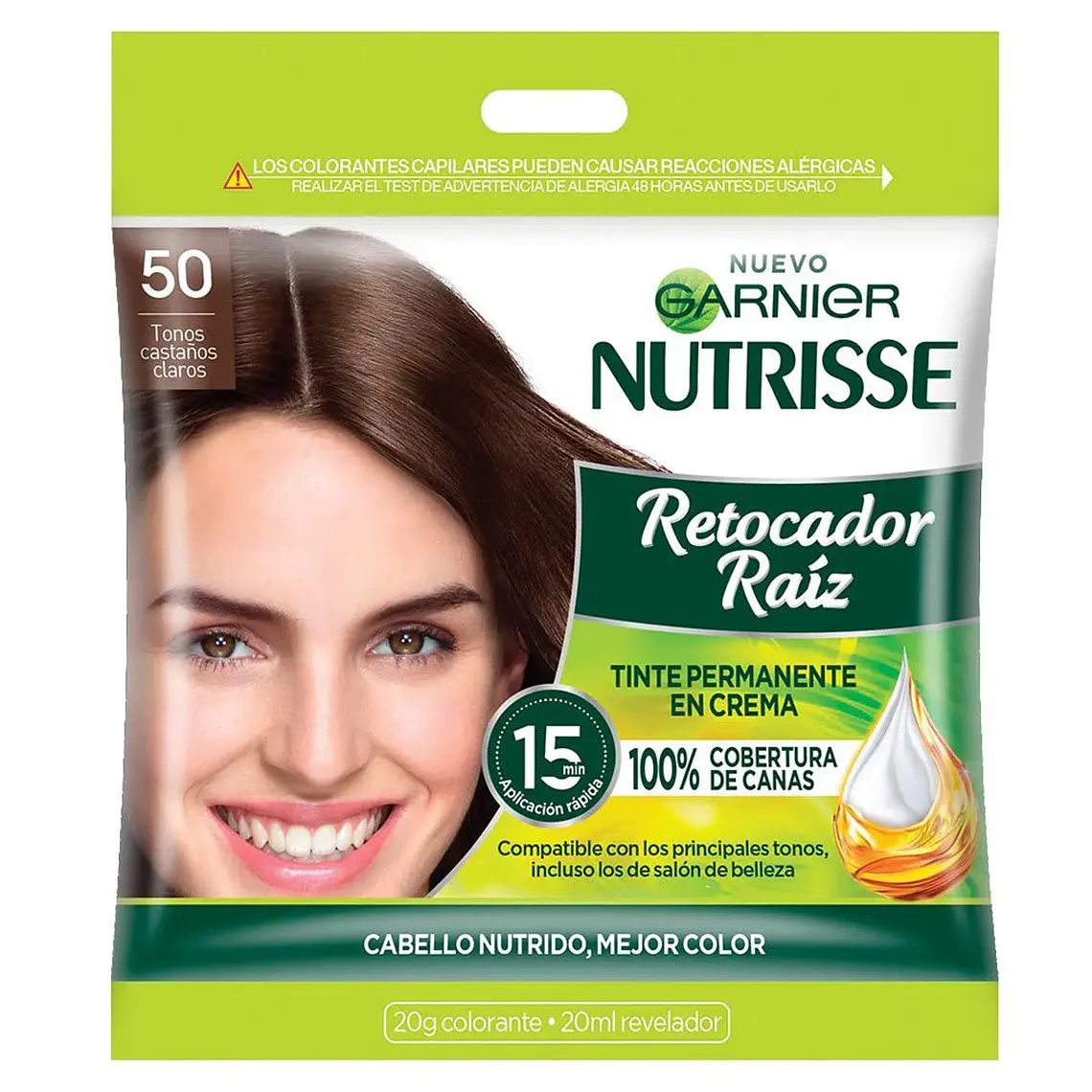 Tintura Permanente en Crema Retocador de Raíz - GARNIER 50 CASTAÑOS CLAROS 2