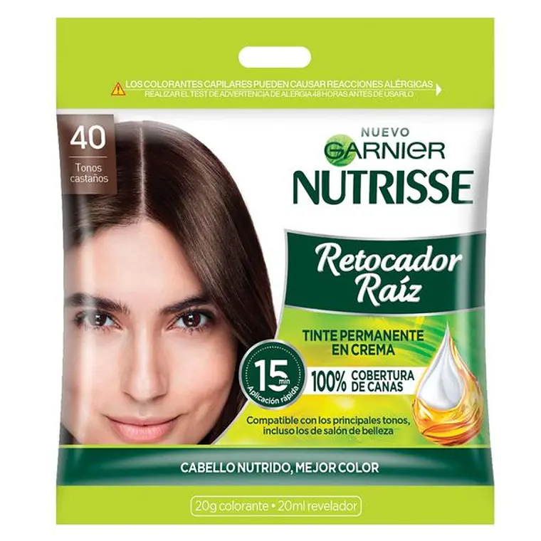 Tintura Permanente en Crema Retocador de Raíz - GARNIER 40 TONOS CASTAÑOS 1