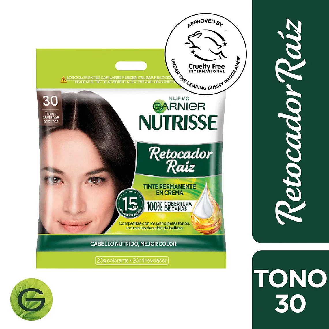 Tintura Permanente en Crema Retocador de Raíz - GARNIER 30 TONOS CASTAÑOS OSCUROS 1