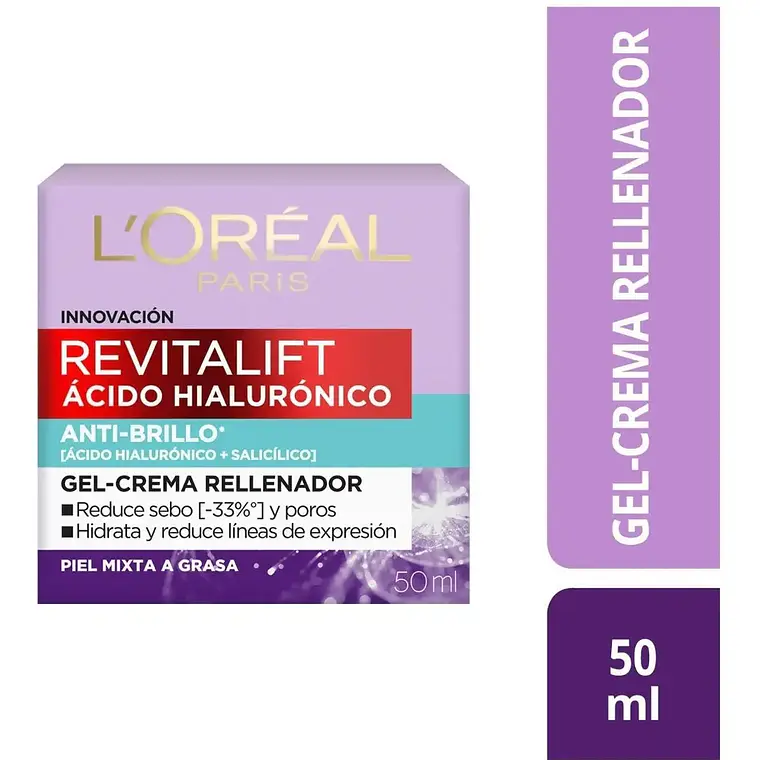 Crema Loreal Gel Oil Control Revitalift 50 Ml dia/noche 1