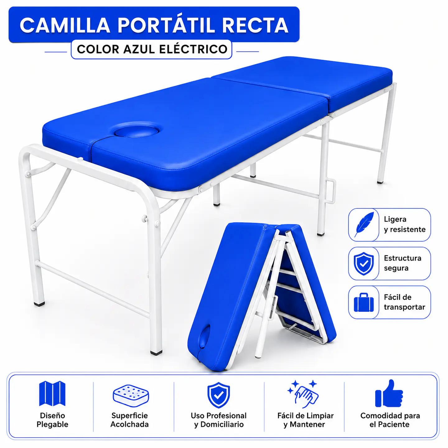 Camilla Portatil Recta Nacional 3