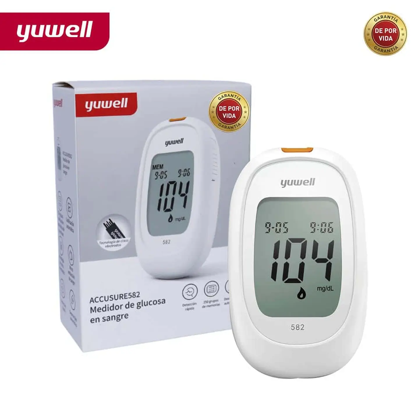 Glucometro Yuwell - 50 Reactivos 100 Agujas 3