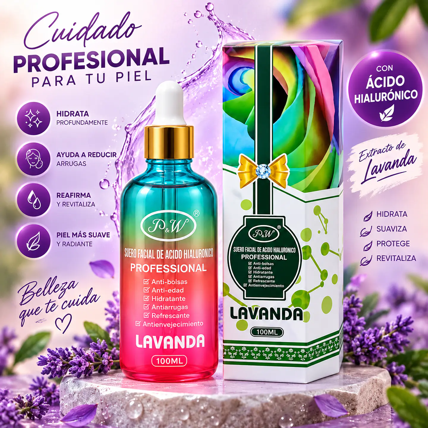 Suero Facial de Ácido Hialurónico Lavanda 2
