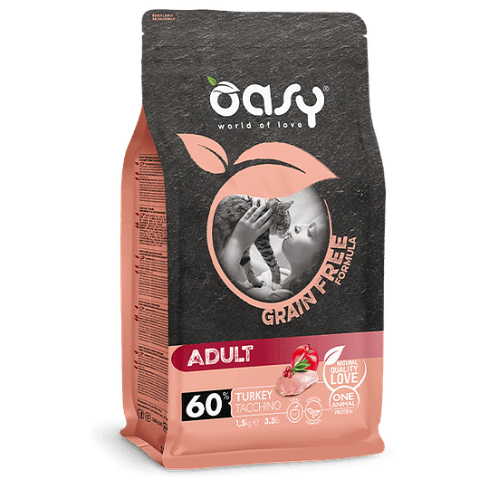 Oasy Gato Adulto Sabor Pavo 7.5kg Libre De Grano 