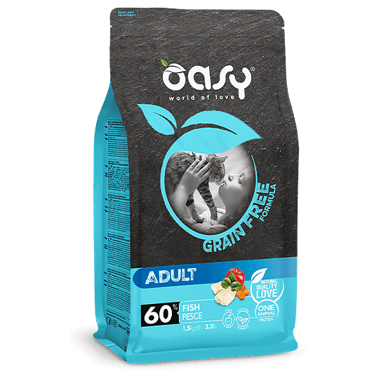 Oasy Gato Adulto Pescado 1.5kg Libre De Grano 