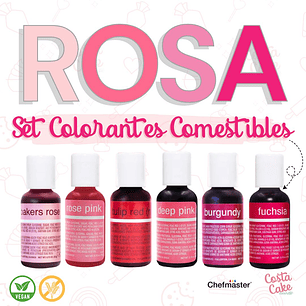 Set Rosado 6 Colores Liqua-Gel Chefmaster 20mL