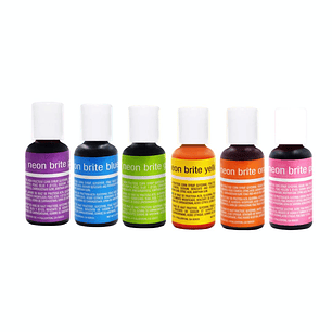 Set Neon 6 Colores Liqua-Gel Chefmaster 20mL