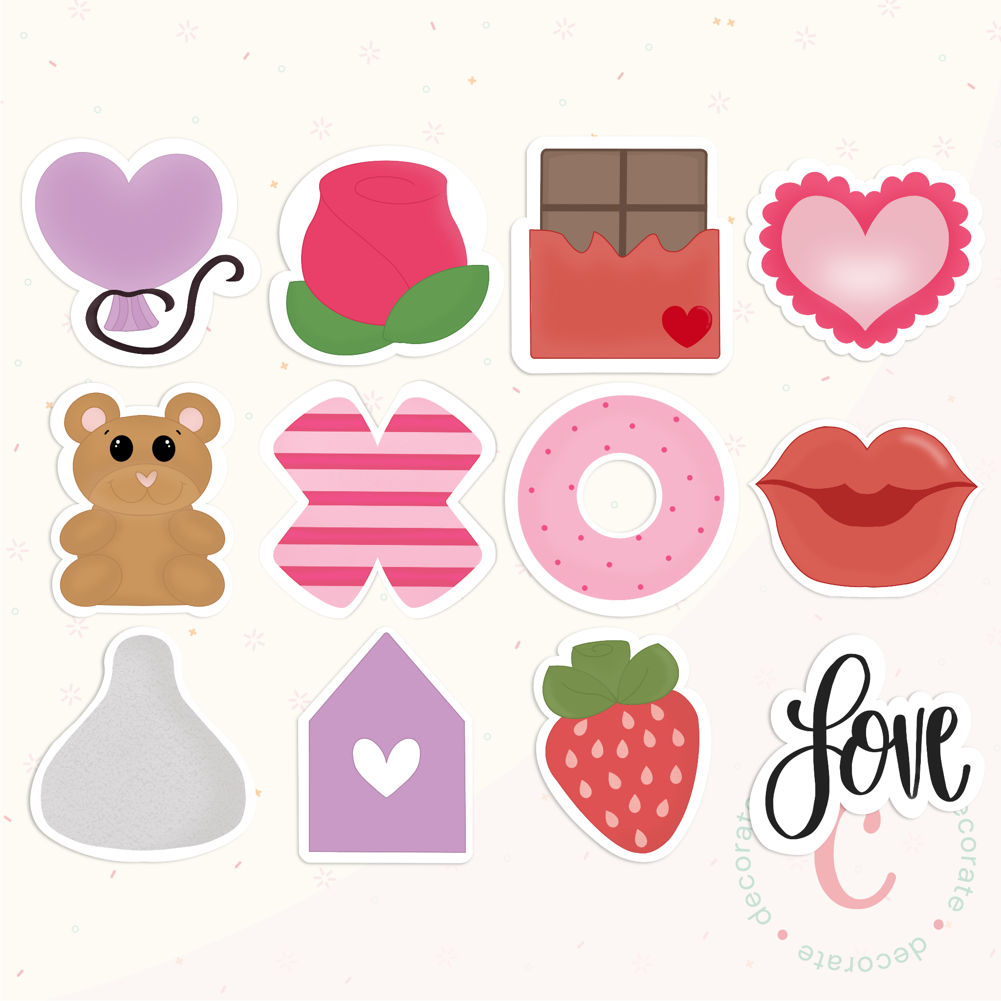Cortador de Galletas Set Pequeño Variado - Diseño Colección San Valentín