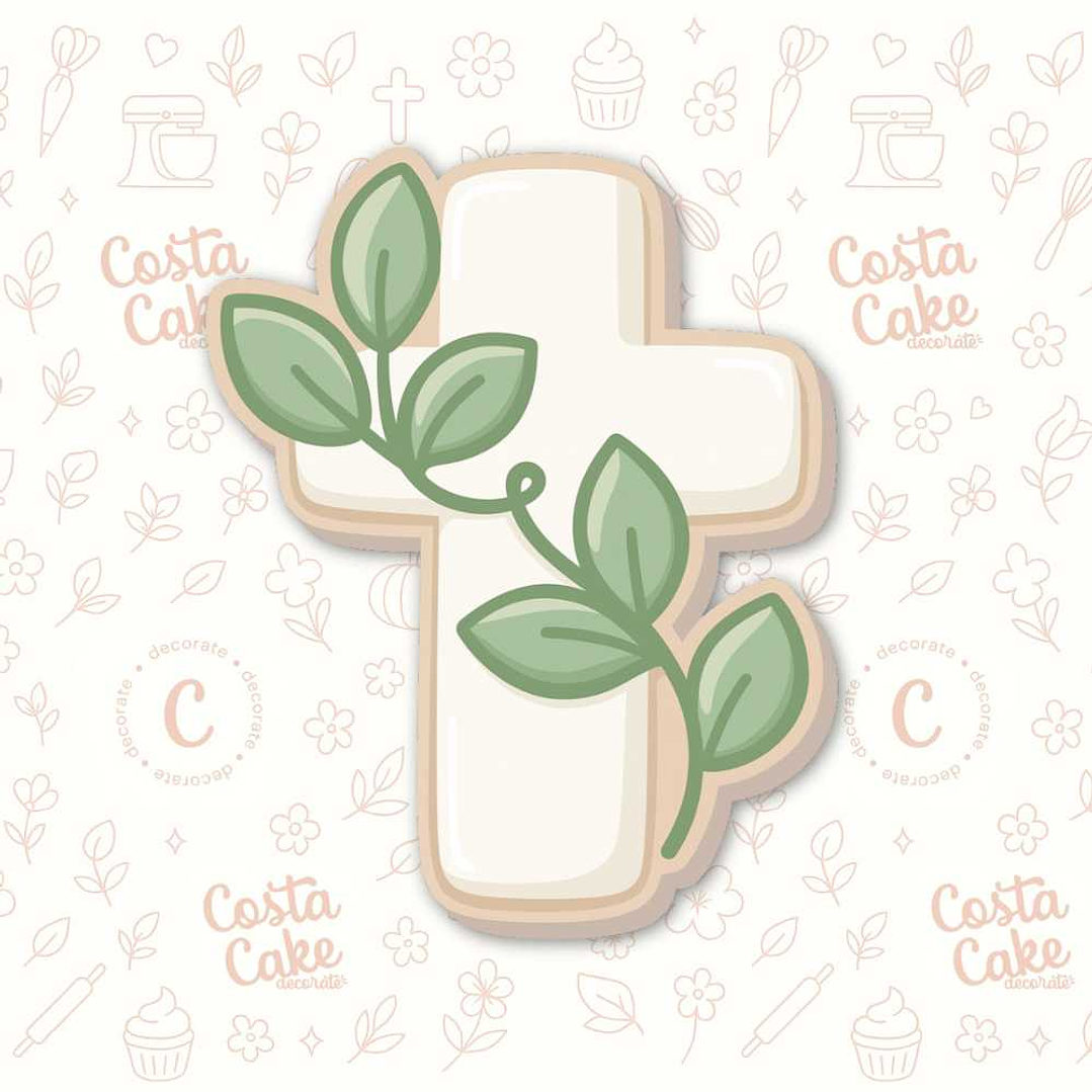 Cortador para Galletas Cruz con Hojas - 8cm 1