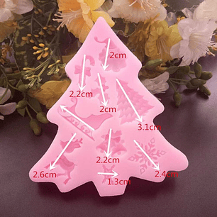 Molde Fondant Arbol con figuras Navideñas