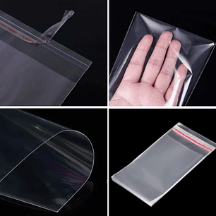 Bolsa Celofán Transparente con Adhesivo 100 Unidades