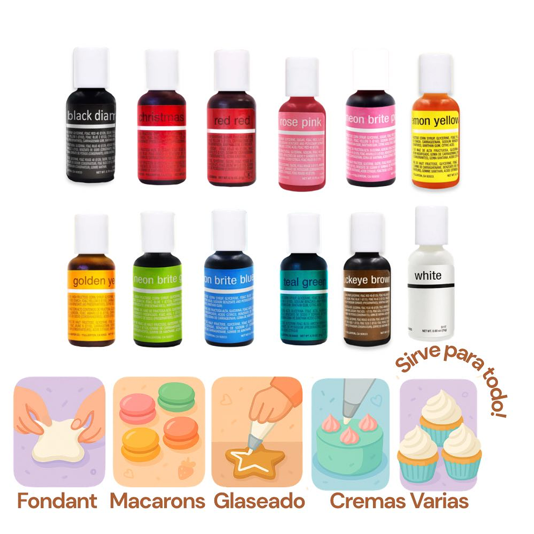 NUEVO + REGALO - Promoción 12 Colores Liqua-Gel Chefmaster 21mL 2