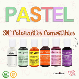 Set Pastel 6 Colores Liqua-Gel Chefmaster 20mL