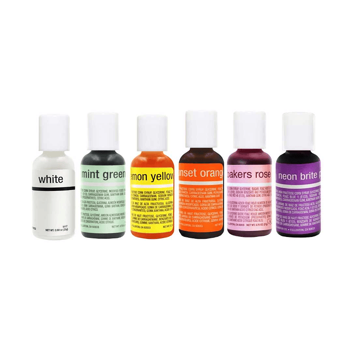 Set Pastel 6 Colores Liqua-Gel Chefmaster 20mL 2
