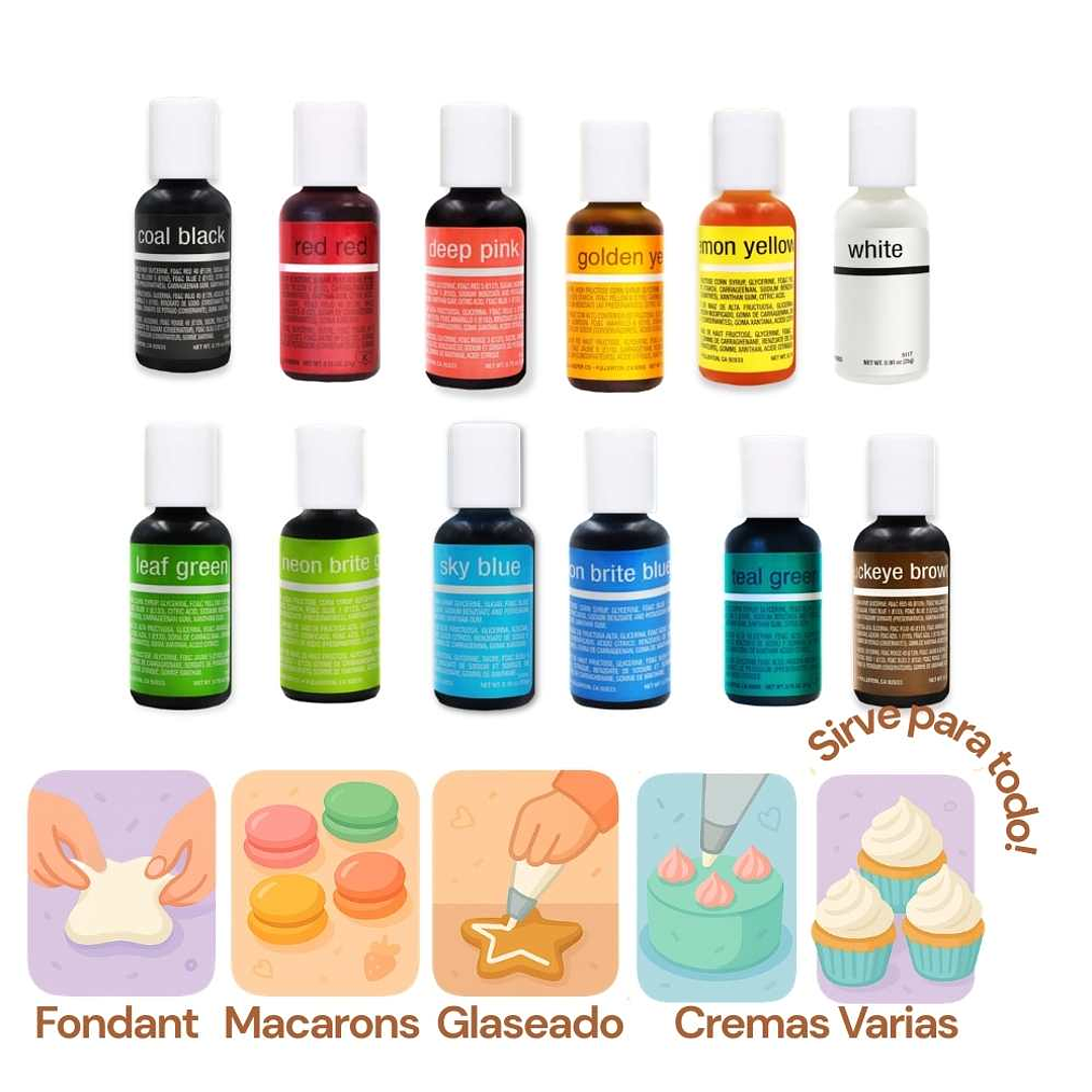 NUEVO + REGALO - Promoción 12 Colores Liqua-Gel Chefmaster 21mL 2