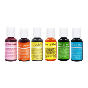 Set 6 Colores Liqua-Gel Chefmaster 20mL- Tonos Pastel Pascua