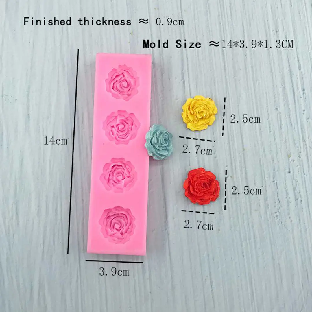 Molde Silicona Fondant Rosas 4 figuras 1