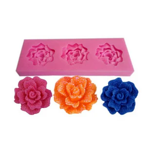 Molde Silicona Fondant Rosas Diamantes 3 figuras