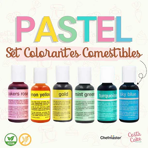 Set 6 Colores Liqua-Gel Chefmaster 20mL- Tonos Pastel