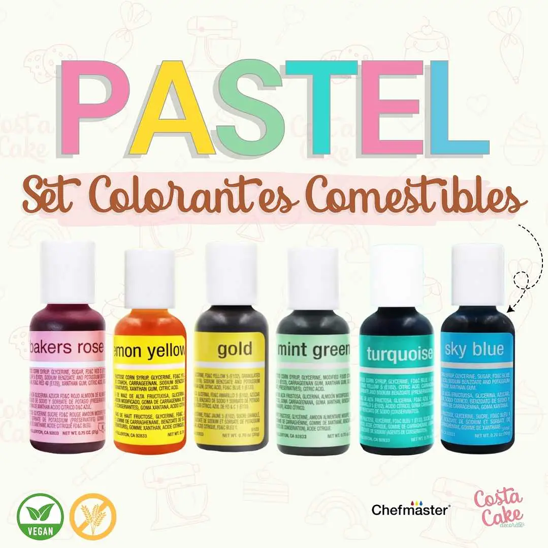 Set 6 Colores Liqua-Gel Chefmaster 20mL- Tonos Pastel 1