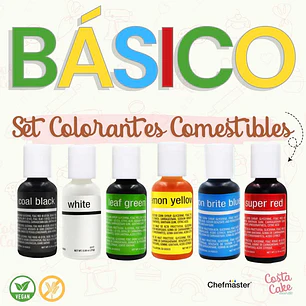 Set 6 Colores Liqua-Gel Chefmaster 20mL- Tonos Básicos