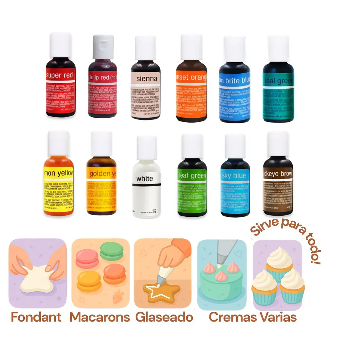 Set A: 12 Colores Liqua-Gel Chefmaster 21mL 2
