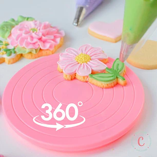 Base Giratoria Rosada para Decorar Galletas y Mini Tortas 14cm