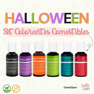 Set 6 Colores Liqua-Gel Chefmaster 20mL- Tonos Halloween Rosa