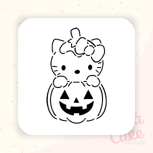 Stencil Pinta tu galleta - Hello Kitty calabaza