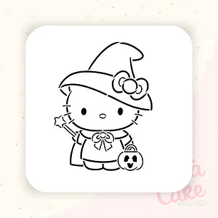Stencil Pinta tu galleta - Hello Kitty brujita