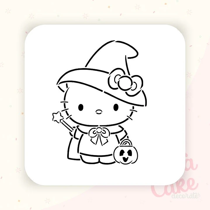 Stencil Pinta tu galleta - Hello Kitty brujita 1