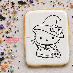 Stencil Pinta tu galleta - Hello Kitty brujita