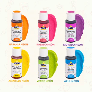 Set Neon 6 Colores en Gel - ENCO 40g