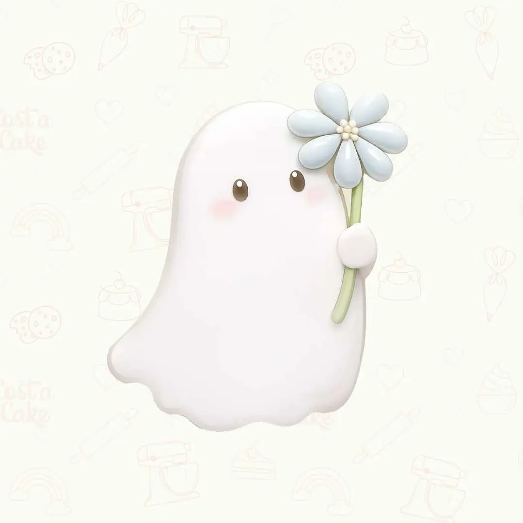 Cortador para Galletas Fantasma con Flor 9cm- CON STAMP 1