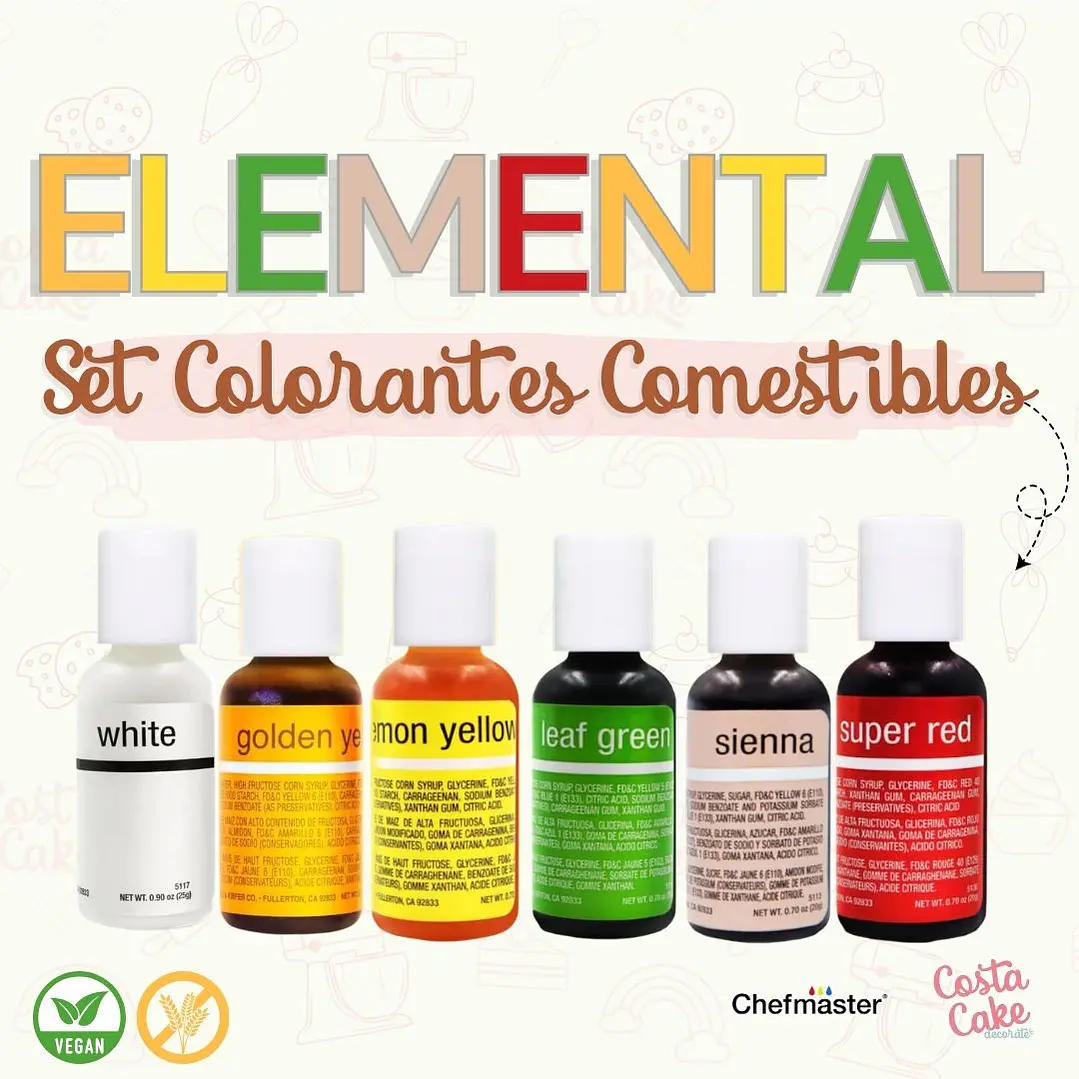 Set 6 Colores Liqua-Gel Chefmaster 20mL- Elemental 1