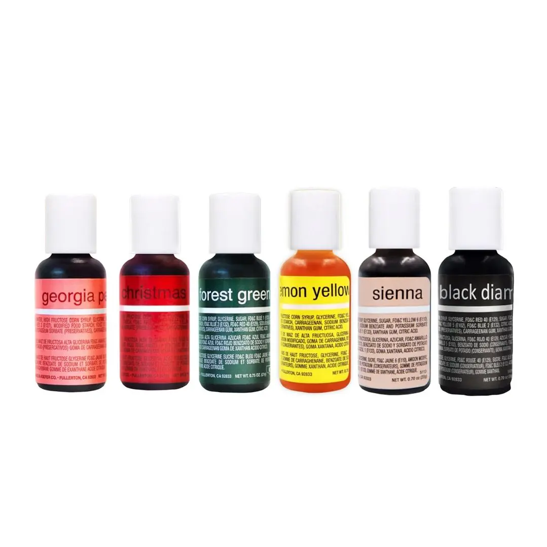 Set 6 Colores Liqua-Gel Chefmaster 20mL- Tonos Navidad N2 2