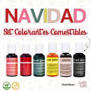 Set 6 Colores Liqua-Gel Chefmaster 20mL- Tonos Navidad N2