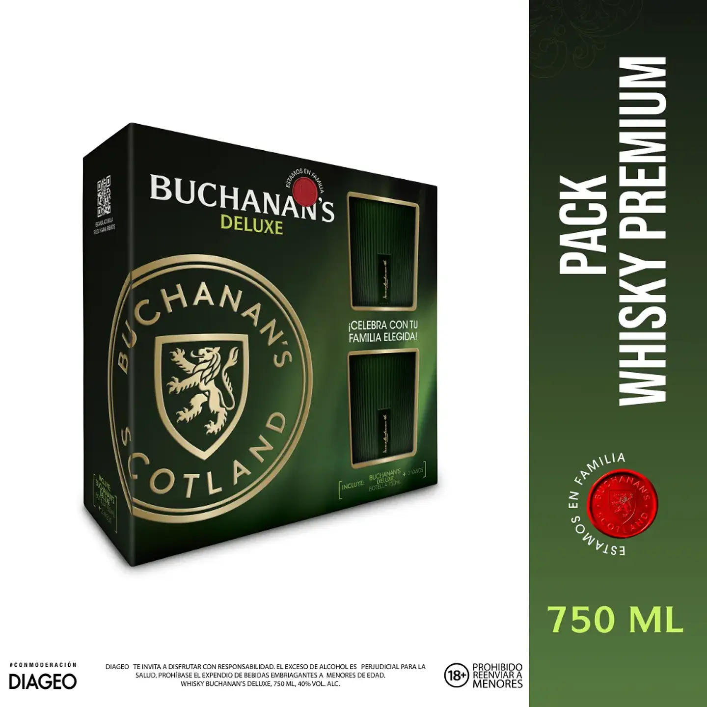 Whisky Buchanan's 12 Años 750 Ml + Vasos 1