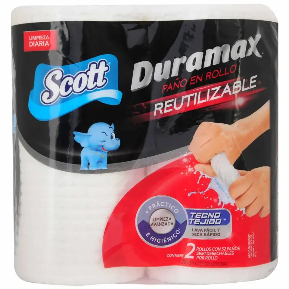 Toalla Scott Duramax Reutilizable 2 Rollos x 52 Unds 1