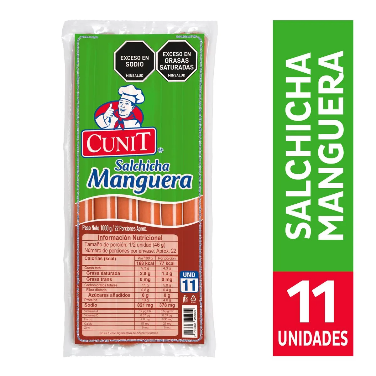 Salchicha Cunit Manguera 1000 grs x 11 Unds