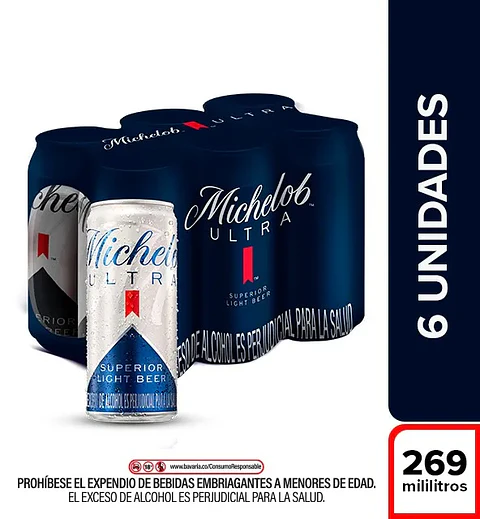 Michelob Ultra Lata 269 Ml x 6 